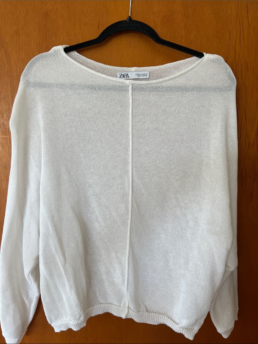 Zara Ivory Center-Seam Crewneck Sweater